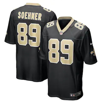 mens nike dylan soehner black new orleans saints game jerse